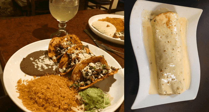 Crepe and tacos with fried rice